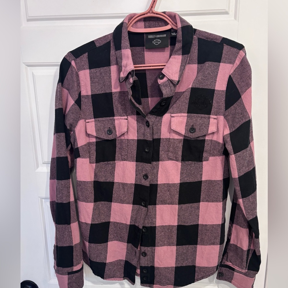 Harley-Davidson Pink and Black Checkered Shirt